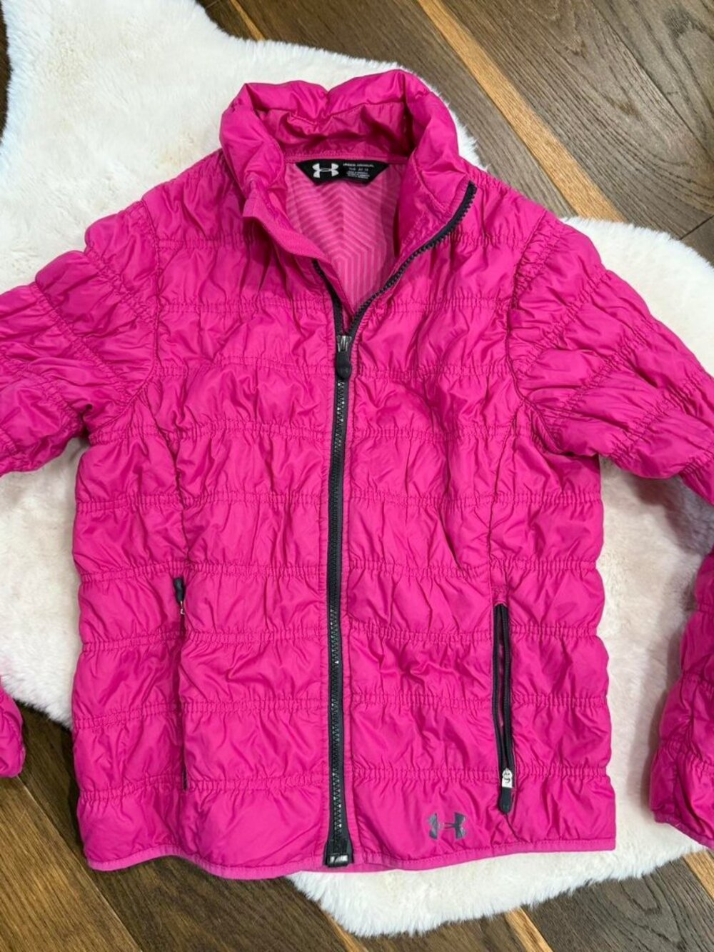 Under Armour Girls Pink Quilted Puffer Jacket Youth M